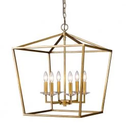 Kennedy Indoor 6-Light Antique Gold Chandelier with Crystal Bobeches by Acclaim Lighting
