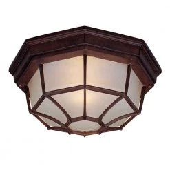 Flushmount Collection 2-Light Burled Walnut Outdoor Ceiling-Mount Light Fixture by Acclaim Lighting