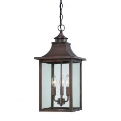 St. Charles Collection Hanging Outdoor 3-Light Copper Pantina Light Fixture by Acclaim Lighting