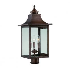 St. Charles 3-Light Copper Pantina Outdoor Post Light Fixture by Acclaim Lighting