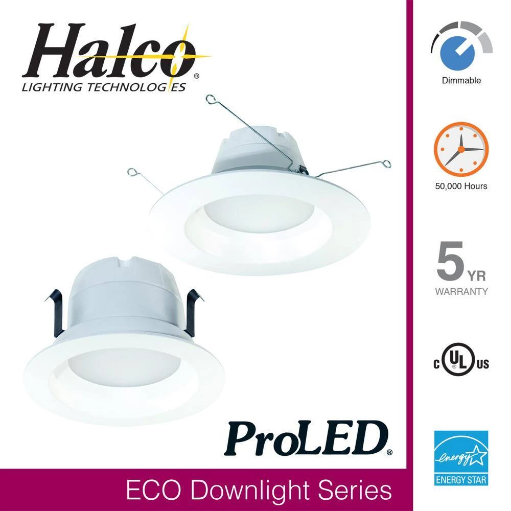 ProLED 6 in. 100-Watt Equivalent Soft White 3000K Dimmable CEC JA8 Integrated LED Retrofit White Recessed Trim Downlight by HALCO LIGHTING TECHNOLOGIES 4 ProLED 6 in. 100-Watt Equivalent Soft White 3000K Dimmable CEC JA8 Integrated LED Retrofit White Recessed Trim Downlight by HALCO LIGHTING TECHNOLOGIES - Image 2