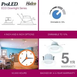 ProLED 6 in. 75-Watt Equivalent 2700K Warm White Dimmable CEC JA8 Integrated LED Retrofit White Recessed Trim Downlight by HALCO LIGHTING TECHNOLOGIES -Acclaim Lighting store halco lighting technologies recessed lighting trims dl6fr9 927 led3 99741 4f 1000
