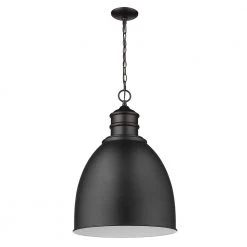 Colby 1-Light Matte Black Pendant With White Interior Metal Shade by Acclaim Lighting