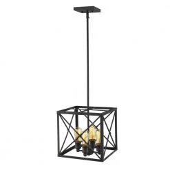 Brooklyn 4-Light Matte Black Pendant With Metal Framework Shade by Acclaim Lighting