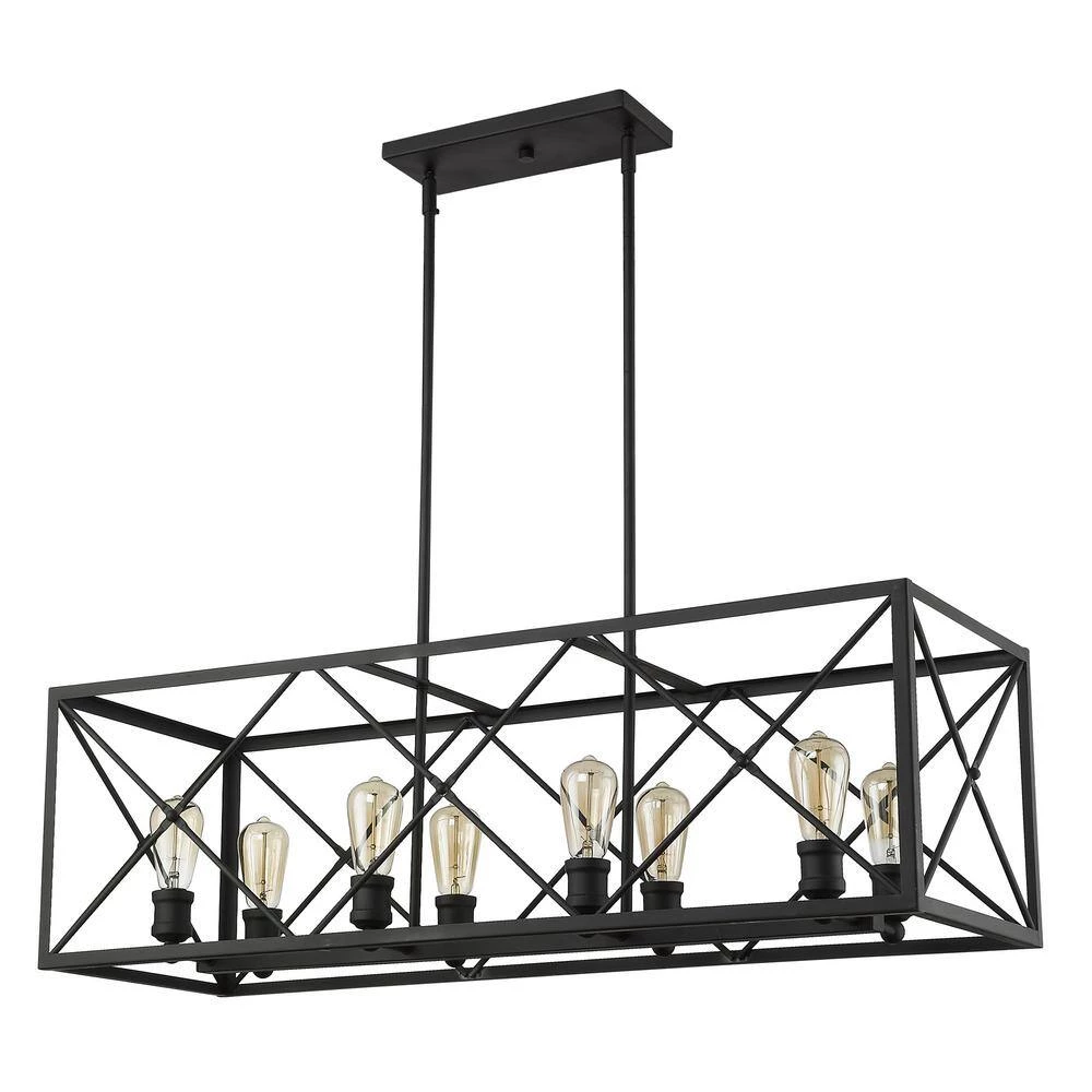 Brooklyn 8-Light Matte Black Island Pendant With Metal Framework Shade by Acclaim Lighting 5 Brooklyn 8-Light Matte Black Island Pendant With Metal Framework Shade by Acclaim Lighting - Image 3