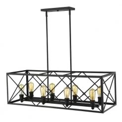 Brooklyn 8-Light Matte Black Island Pendant With Metal Framework Shade by Acclaim Lighting
