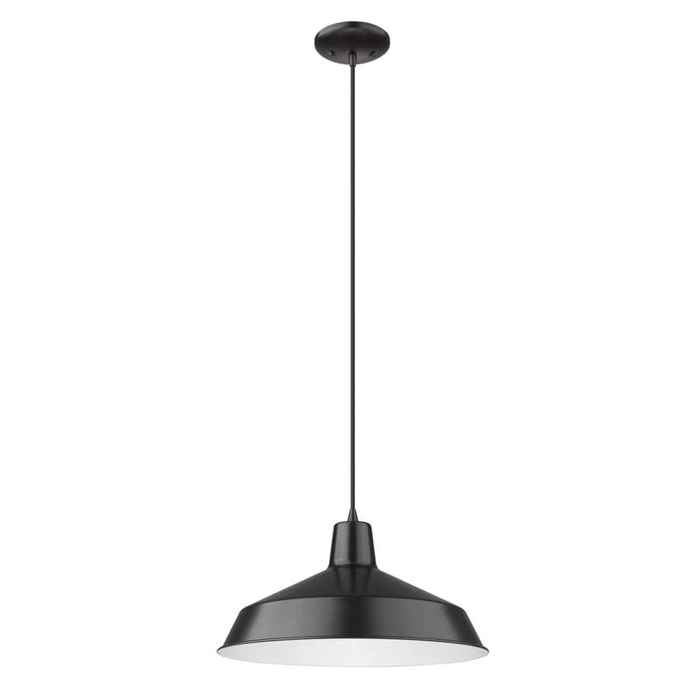 Alcove 1-Light Matte Black Pendant with Metal White Interior Shade by Acclaim Lighting 3 Alcove 1-Light Matte Black Pendant with Metal White Interior Shade by Acclaim Lighting