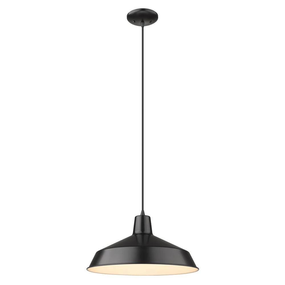 Alcove 1-Light Matte Black Pendant with Metal White Interior Shade by Acclaim Lighting 4 Alcove 1-Light Matte Black Pendant with Metal White Interior Shade by Acclaim Lighting - Image 2