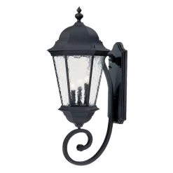 Telfair Collection 3-Light Matte Black Outdoor Wall Lantern Sconce by Acclaim Lighting