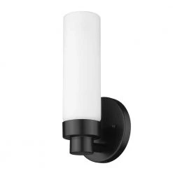 Valmont 1-Light Matte Black Sconce with Etched Glass by Acclaim Lighting