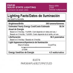 20-Watt Equivalent PAR36 Dimmable LED Wide Flood 2700K Warm White Landscape Light Bulb 81074 by HALCO LIGHTING TECHNOLOGIES -Acclaim Lighting store n a halco lighting technologies led light bulbs par36wfl4 827 ip67 led 81074 1f 1000
