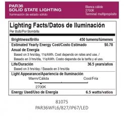 35-Watt Equivalent PAR36 Dimmable LED Wide Flood 2700K Warm White Landscape Light Bulb 81075 by HALCO LIGHTING TECHNOLOGIES -Acclaim Lighting store n a halco lighting technologies led light bulbs par36wfl6 827 ip67 led 81075 1f 1000
