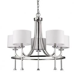 Kara 5-Light Indoor Chandelier with Shades and Crystal Bobeches in Polished Nickel by Acclaim Lighting