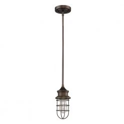 Virginia Indoor 1-Light Oil Rubbed Bronze Mini-Pendant with Metal Cage by Acclaim Lighting