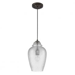 Brielle 1-Light Oil-Rubbed Bronze Pendant with Crackle Glass Shade by Acclaim Lighting