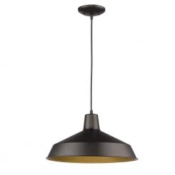 Alcove 1-Light Oil-Rubbed Bronze Pendant with Antique Gold Interior Shade by Acclaim Lighting