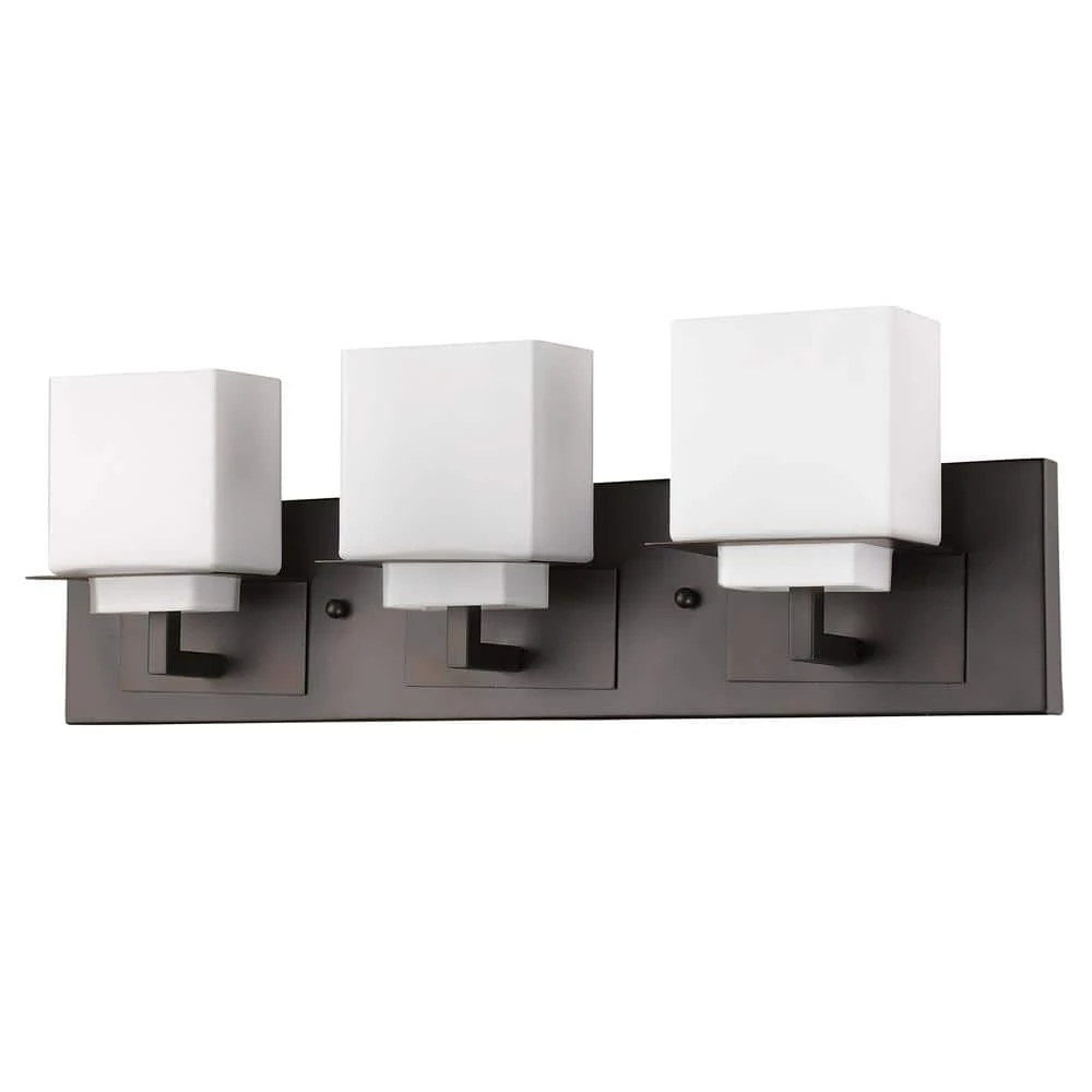 Rampart 22 in. 3-Light Oil-Rubbed Bronze Vanity Light with Etched Glass Shades by Acclaim Lighting 3 Rampart 22 in. 3-Light Oil-Rubbed Bronze Vanity Light with Etched Glass Shades by Acclaim Lighting