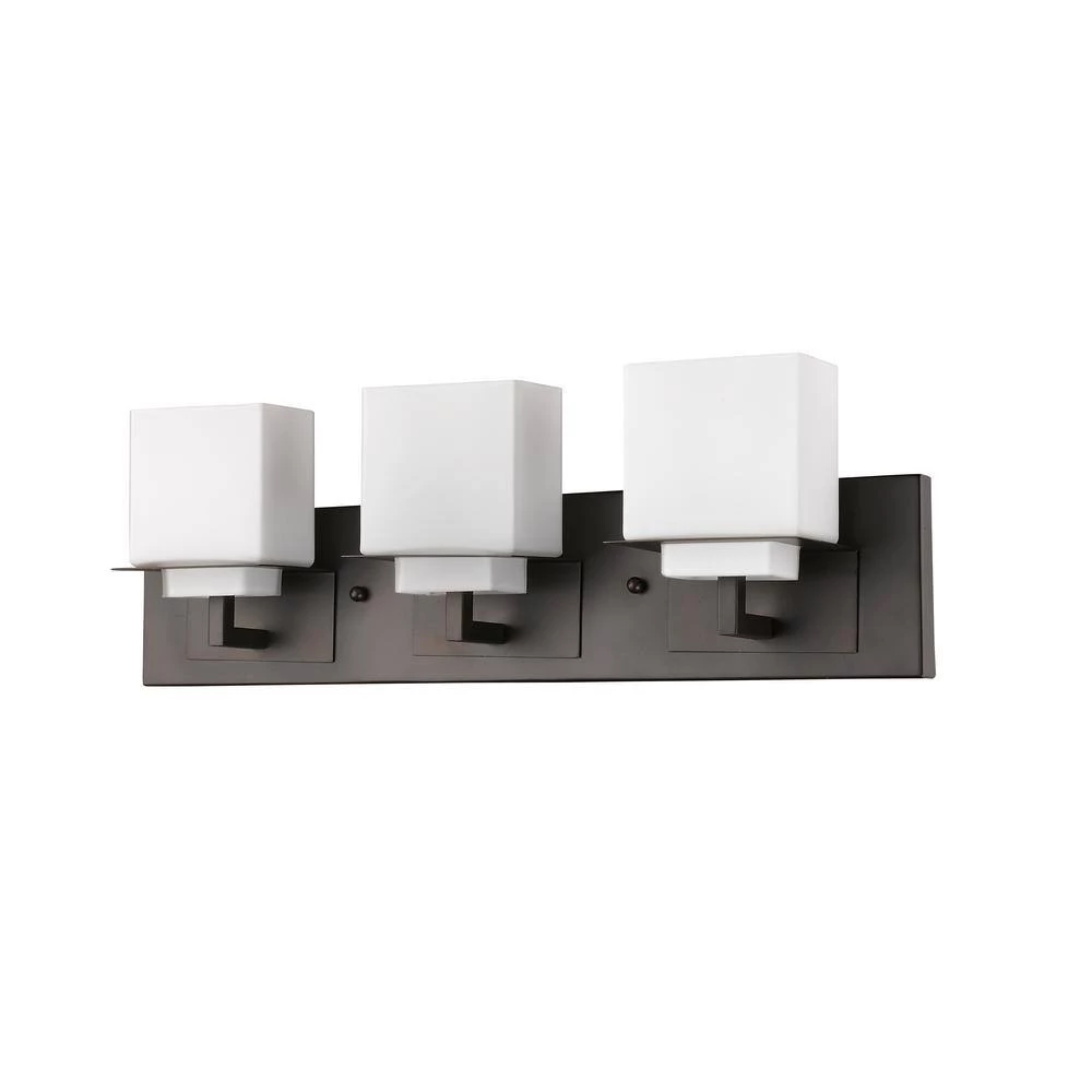 Rampart 22 in. 3-Light Oil-Rubbed Bronze Vanity Light with Etched Glass Shades by Acclaim Lighting 4 Rampart 22 in. 3-Light Oil-Rubbed Bronze Vanity Light with Etched Glass Shades by Acclaim Lighting - Image 2