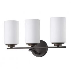 Poydras 3-Light Oil-Rubbed Bronze Vanity Light with Etched Glass Shades by Acclaim Lighting