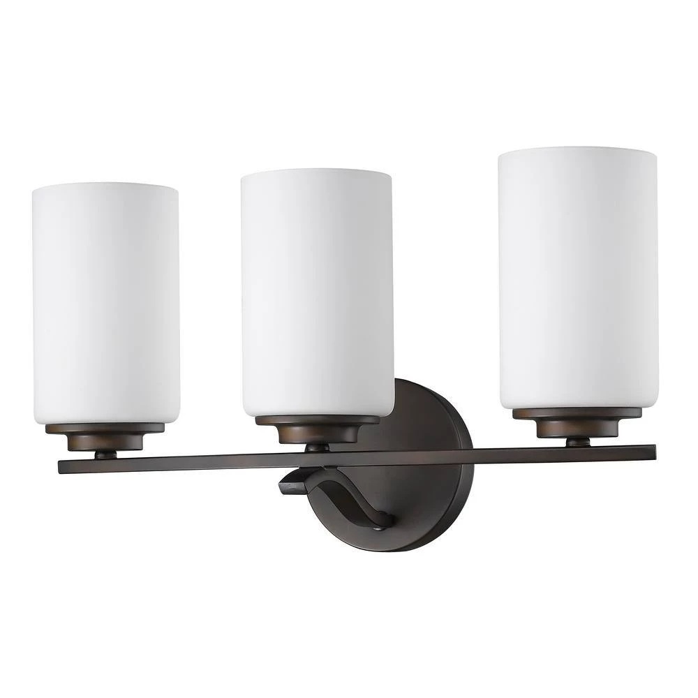 Poydras 3-Light Oil-Rubbed Bronze Vanity Light with Etched Glass Shades by Acclaim Lighting 4 Poydras 3-Light Oil-Rubbed Bronze Vanity Light with Etched Glass Shades by Acclaim Lighting - Image 2