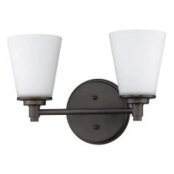 Conti 2-Light Oil-Rubbed Bronze Vanity Light with Etched Glass Shades by Acclaim Lighting