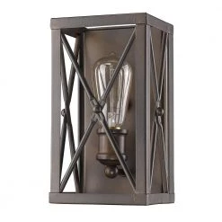 Brooklyn 1-Light Oil-Rubbed Bronze Sconce with Metal Framework Shade by Acclaim Lighting