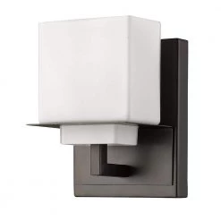 Rampart 1-Light Oil-Rubbed Bronze Sconce with Etched Glass Shade by Acclaim Lighting