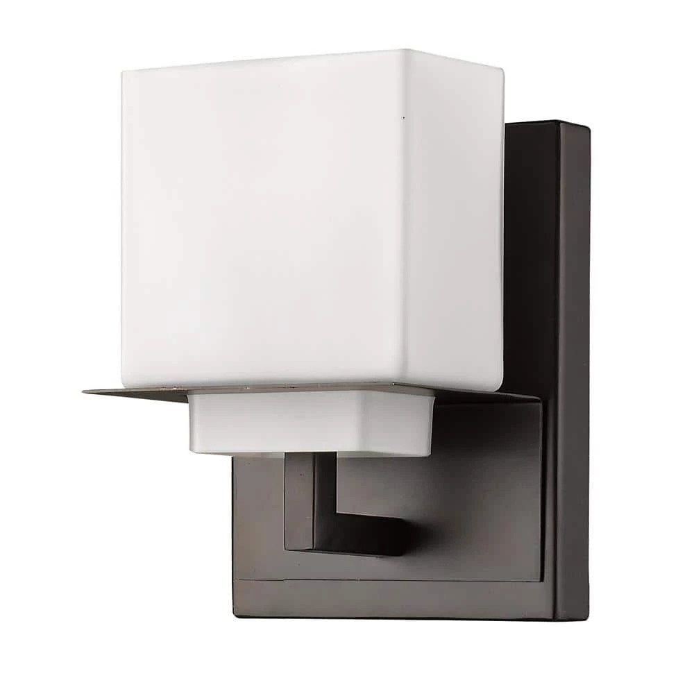 Rampart 1-Light Oil-Rubbed Bronze Sconce with Etched Glass Shade by Acclaim Lighting 3 Rampart 1-Light Oil-Rubbed Bronze Sconce with Etched Glass Shade by Acclaim Lighting