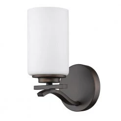 Poydras 1-Light Oil-Rubbed Bronze Sconce with Etched Glass Shade by Acclaim Lighting