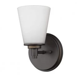 Conti 1-Light Oil-Rubbed Bronze Sconce with Etched Glass Shade by Acclaim Lighting