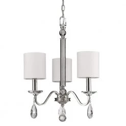 Lily 3-Light Indoor Polished Nickel Mini Chandelier with Shades and Crystal Pendants by Acclaim Lighting
