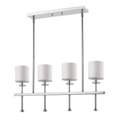 Kara Indoor 4-Light (Island)Polished Nickel Chandelier with Shades and Crystal Bobeches by Acclaim Lighting