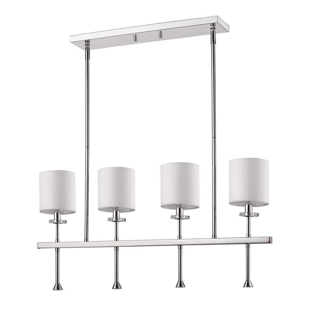 Kara Indoor 4-Light (Island)Polished Nickel Chandelier with Shades and Crystal Bobeches by Acclaim Lighting 3 Kara Indoor 4-Light (Island)Polished Nickel Chandelier with Shades and Crystal Bobeches by Acclaim Lighting