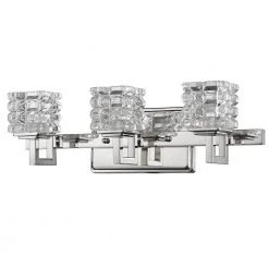 Coralie 3-Light Polished Nickel Vanity Light with Pressed Crystal Shades by Acclaim Lighting