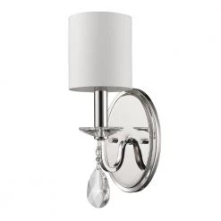 Lily 3-Light Polished Nickel Sconce with Fabric Shade and Crystal Accent by Acclaim Lighting