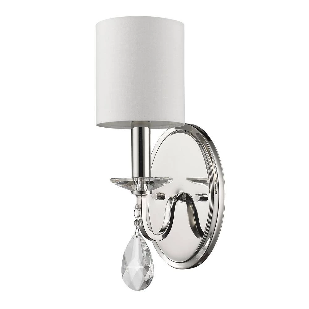 Lily 3-Light Polished Nickel Sconce with Fabric Shade and Crystal Accent by Acclaim Lighting 4 Lily 3-Light Polished Nickel Sconce with Fabric Shade and Crystal Accent by Acclaim Lighting - Image 2