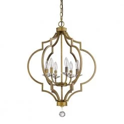 Peyton Indoor 6-Light Raw Brass Chandelier with Crystal Bobeches by Acclaim Lighting
