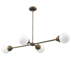 Portsmith 4-Light Raw Brass Island Pendant with White Globe Shades by Acclaim Lighting