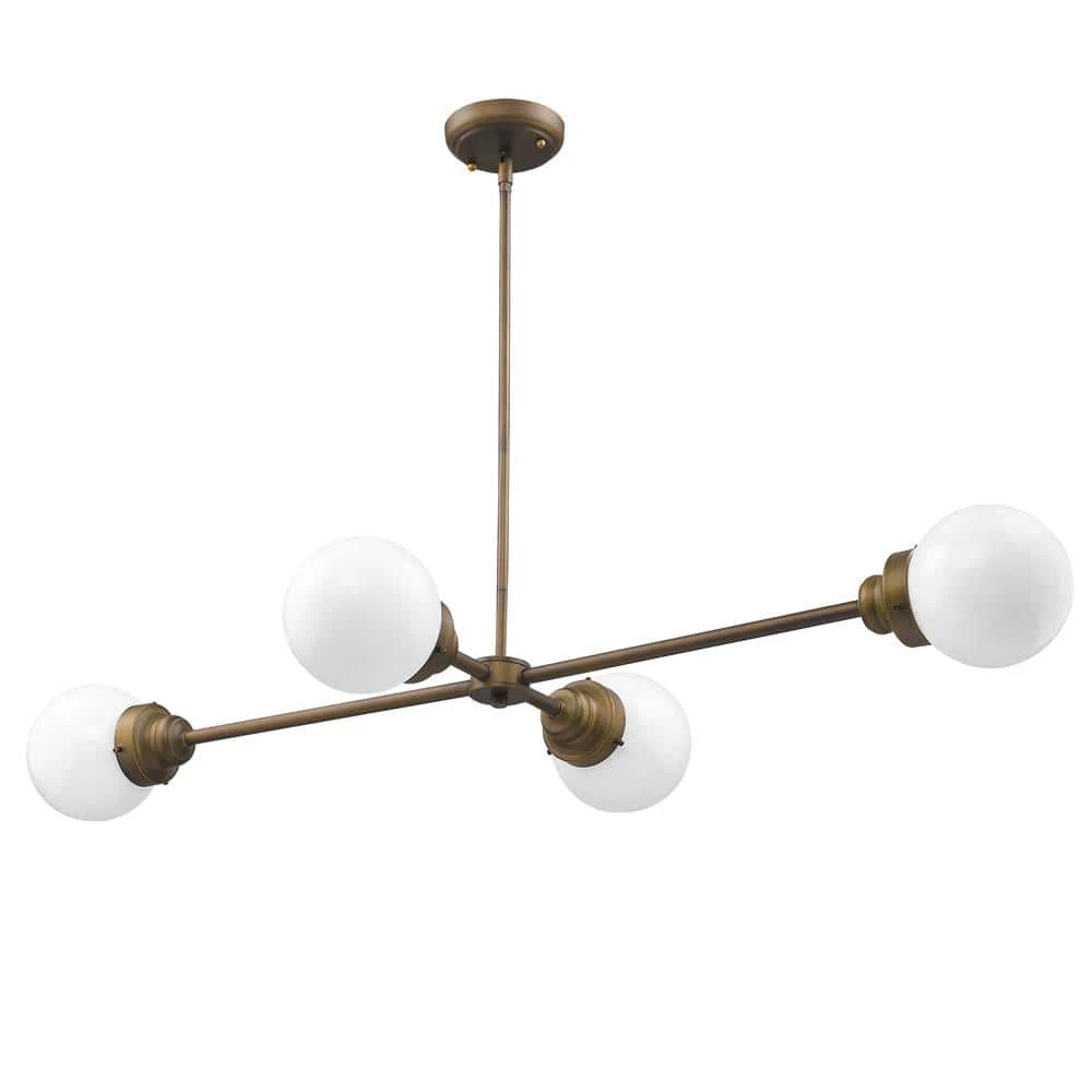 Portsmith 4-Light Raw Brass Island Pendant with White Globe Shades by Acclaim Lighting 3 Portsmith 4-Light Raw Brass Island Pendant with White Globe Shades by Acclaim Lighting