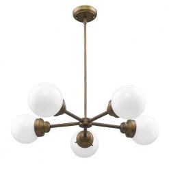 Portsmith 5-Light Raw Brass Geometric Chandelier by Acclaim Lighting
