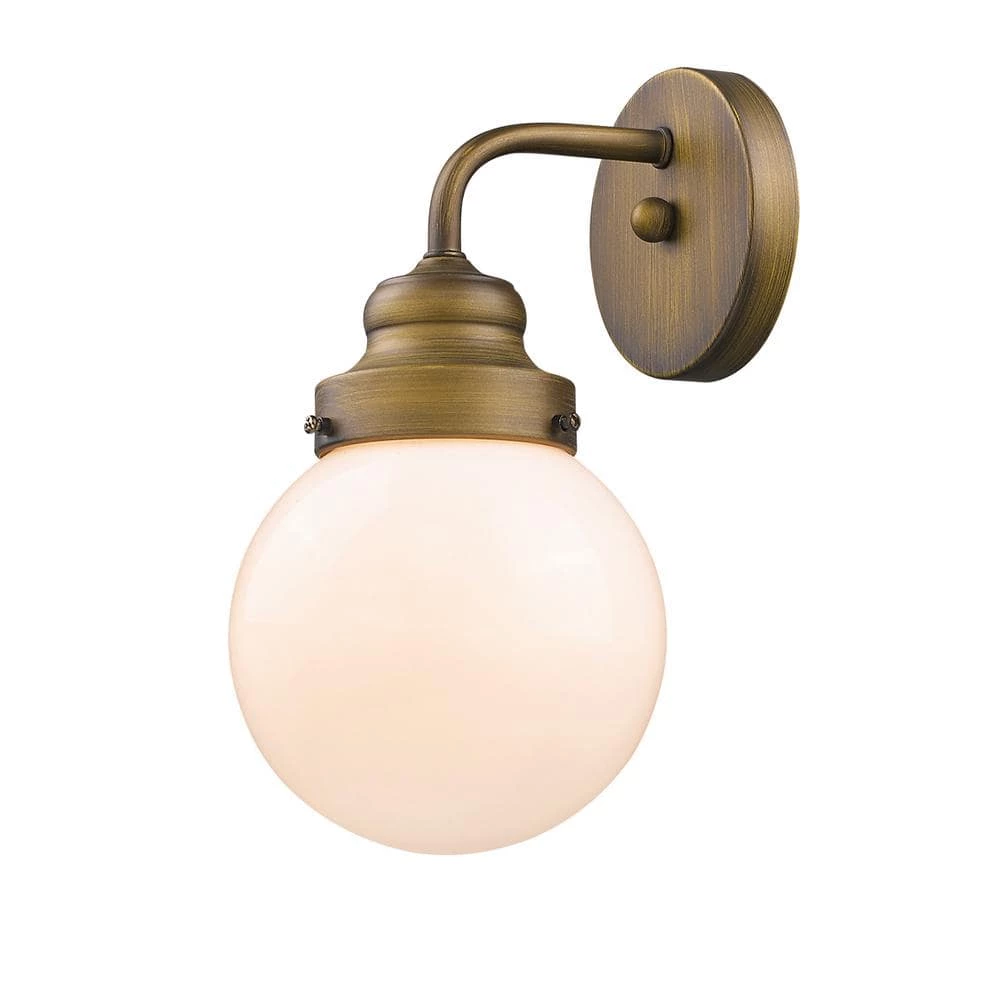 Portsmith 1-Light Raw Brass Sconce with White Globe Shade by Acclaim Lighting 4 Portsmith 1-Light Raw Brass Sconce with White Globe Shade by Acclaim Lighting - Image 2