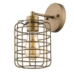 Lynden 8.25 in. 1-Light Raw Brass Sconce with Wire Cage Shade by Acclaim Lighting