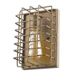 Lynden 6 in. 1-Light Raw Brass Sconce with Wire Cage Shade by Acclaim Lighting