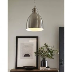 Colby 1-Light Indoor Satin Nickel Pendant with Metal Shade by Acclaim Lighting -Acclaim Lighting store satin nickel acclaim lighting chandeliers in11170sn 4f 1000