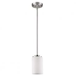 Addison Indoor 1-Light Mini Pendant with Glass Shade in Satin Nickel by Acclaim Lighting