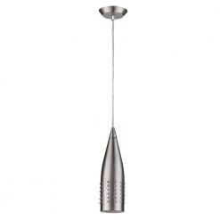 Prism 1-Light Satin Nickel Pendant with White Interior Shade and Glass Studding by Acclaim Lighting
