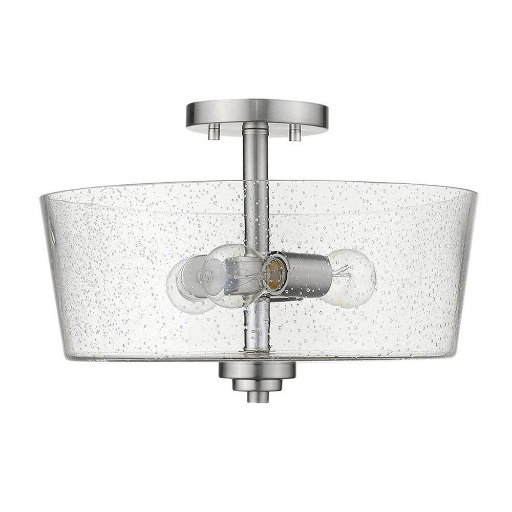 Rowe 15 in. 3-Light Satin Nickel Semi-Flush Mount by Acclaim Lighting 4 Rowe 15 in. 3-Light Satin Nickel Semi-Flush Mount by Acclaim Lighting - Image 3