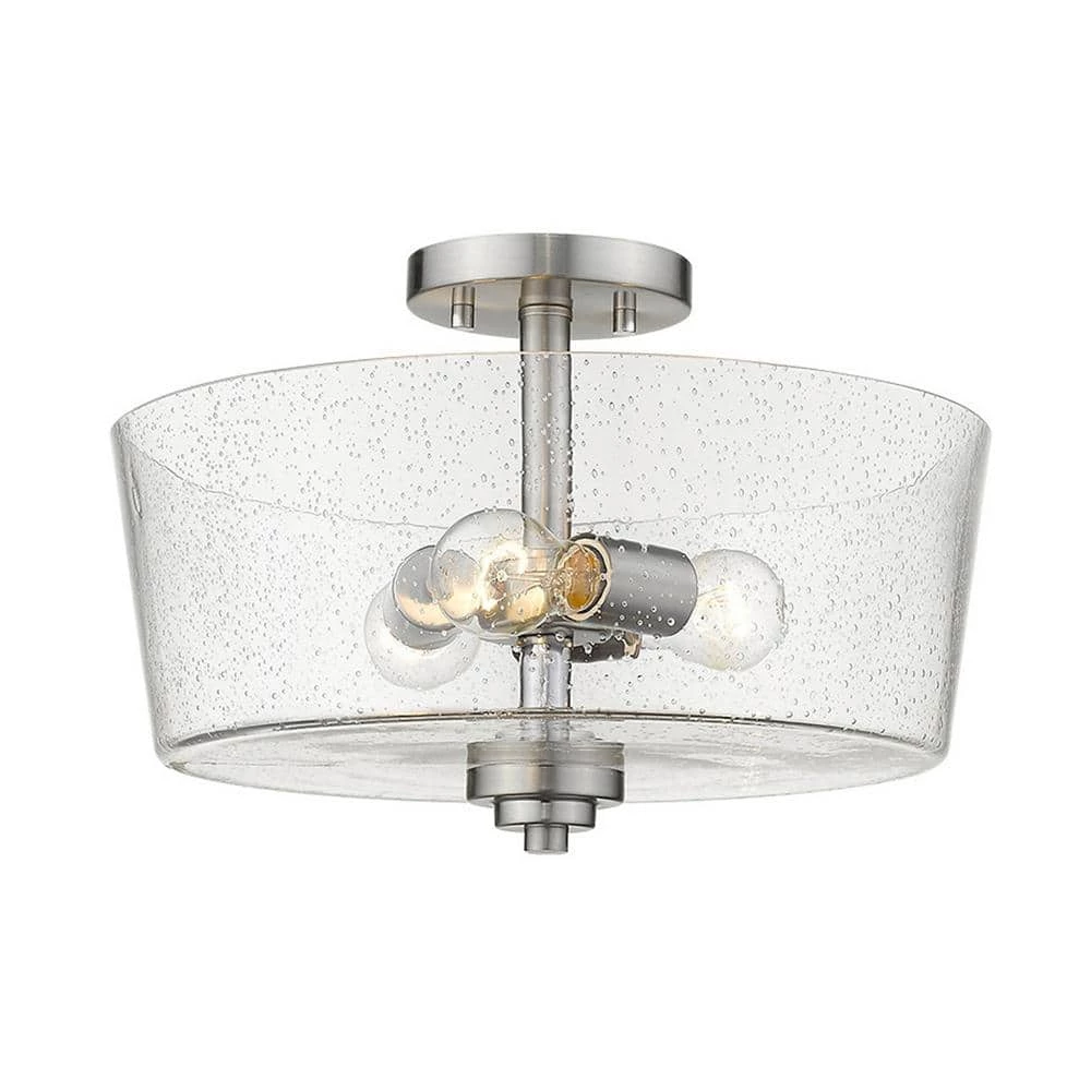 Rowe 15 in. 3-Light Satin Nickel Semi-Flush Mount by Acclaim Lighting 2 Rowe 15 in. 3-Light Satin Nickel Semi-Flush Mount by Acclaim Lighting