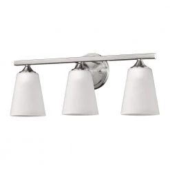 Zoey 3-Light Satin Nickel Vanity Light with Frosted Glass Shades by Acclaim Lighting