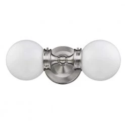 Fairfax 2-Light Satin Nickel Vanity Light with White Globe Shades by Acclaim Lighting
